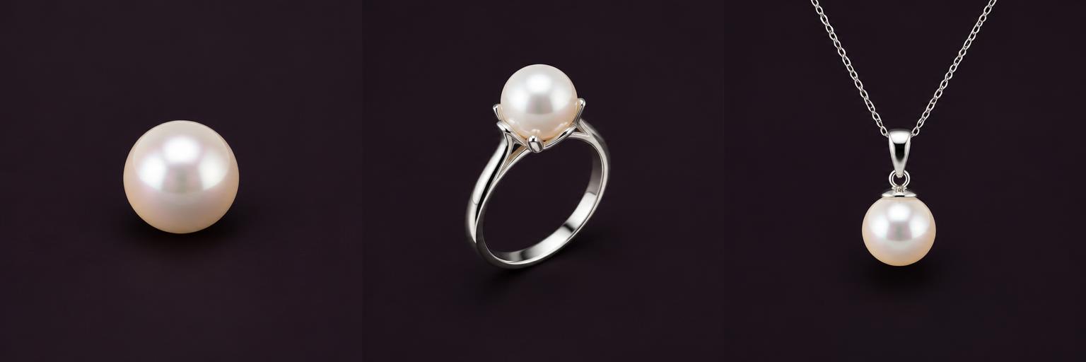 Pearl side angle, ring and pendant design illustrations