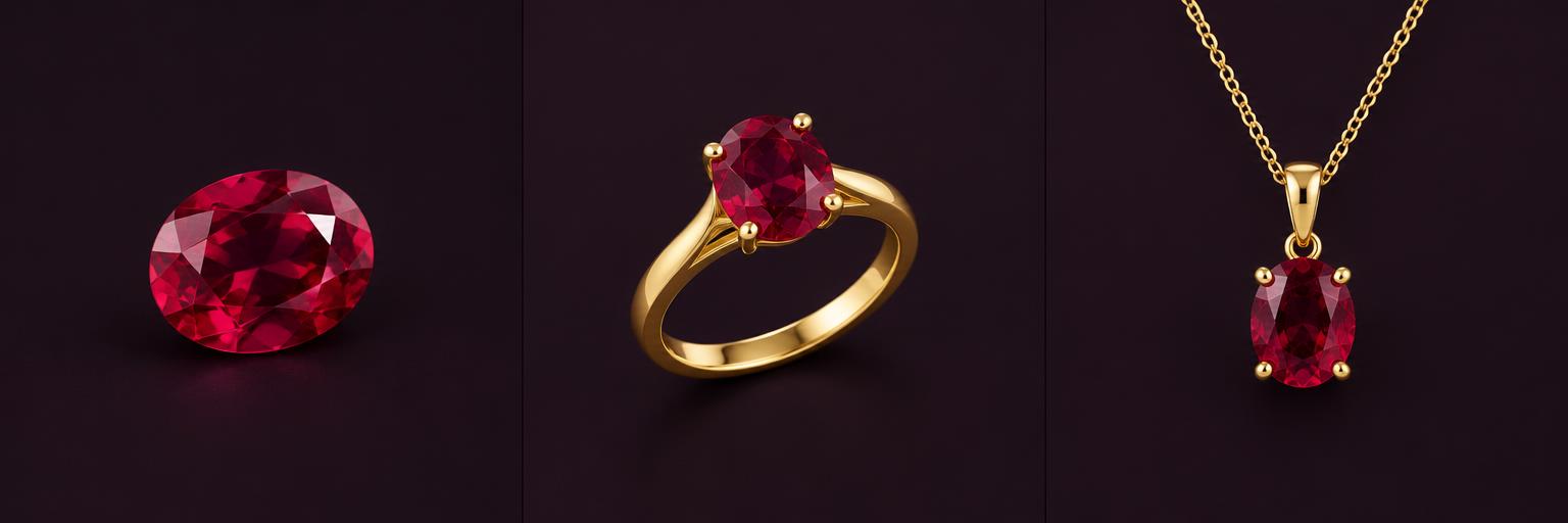 Ruby side angle, ring and pendant design illustrations